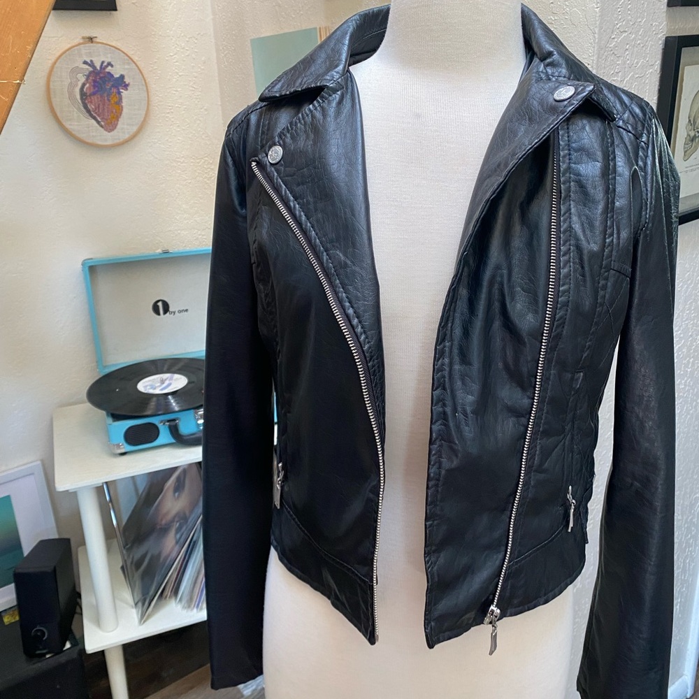 Faux leather moto jacket